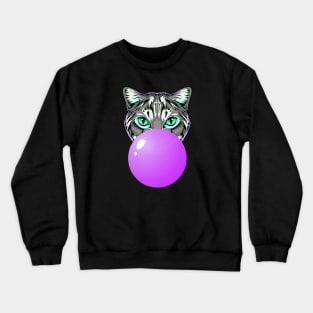 Purple Bubblegum Cat Crewneck Sweatshirt